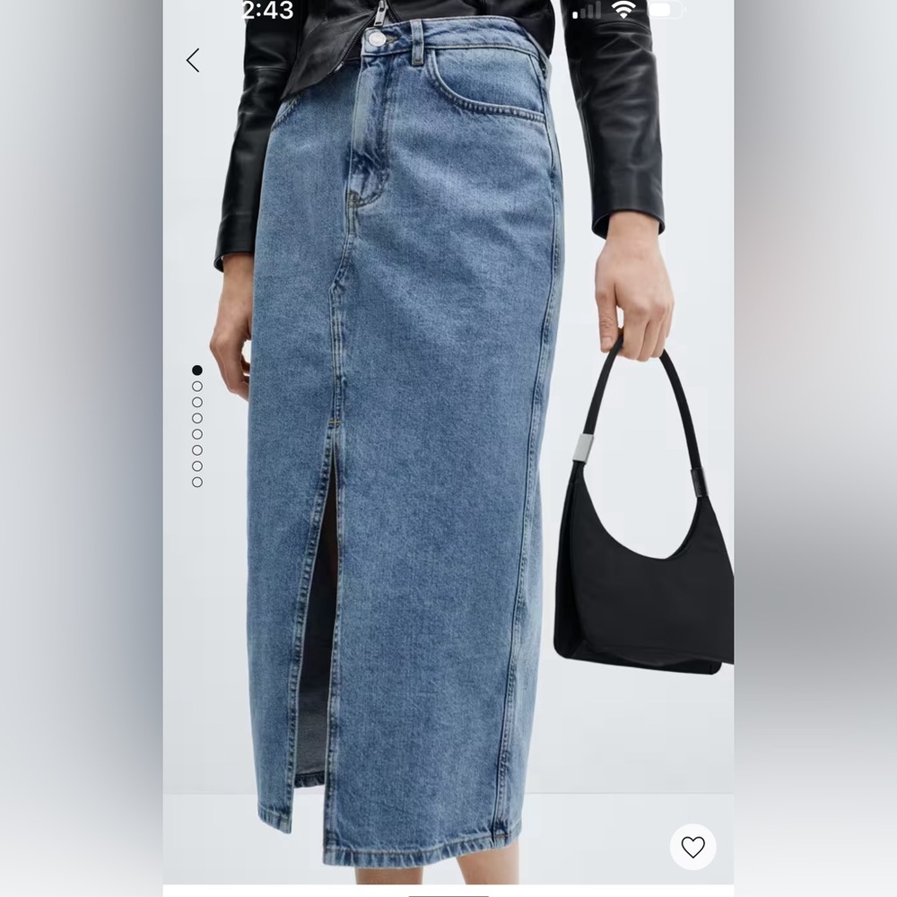 MANGO Denim Midi Skirt size M